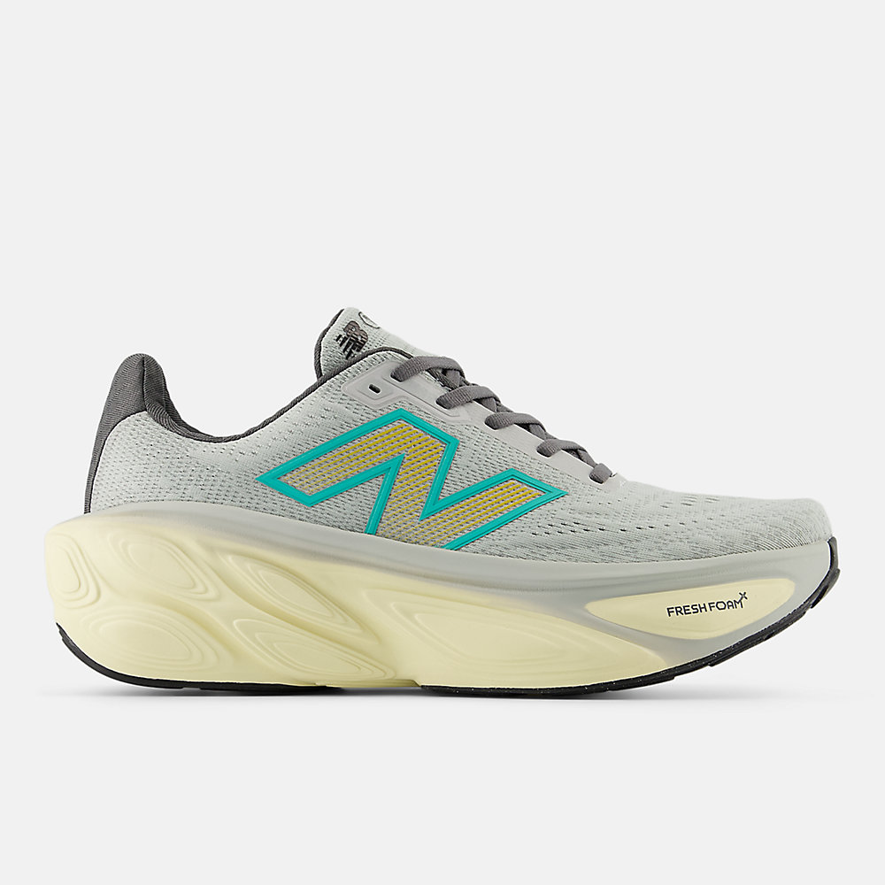 New Balance Fresh Foam X More v5 Shoes Brighton Grey with Calcium and Cyber Jade